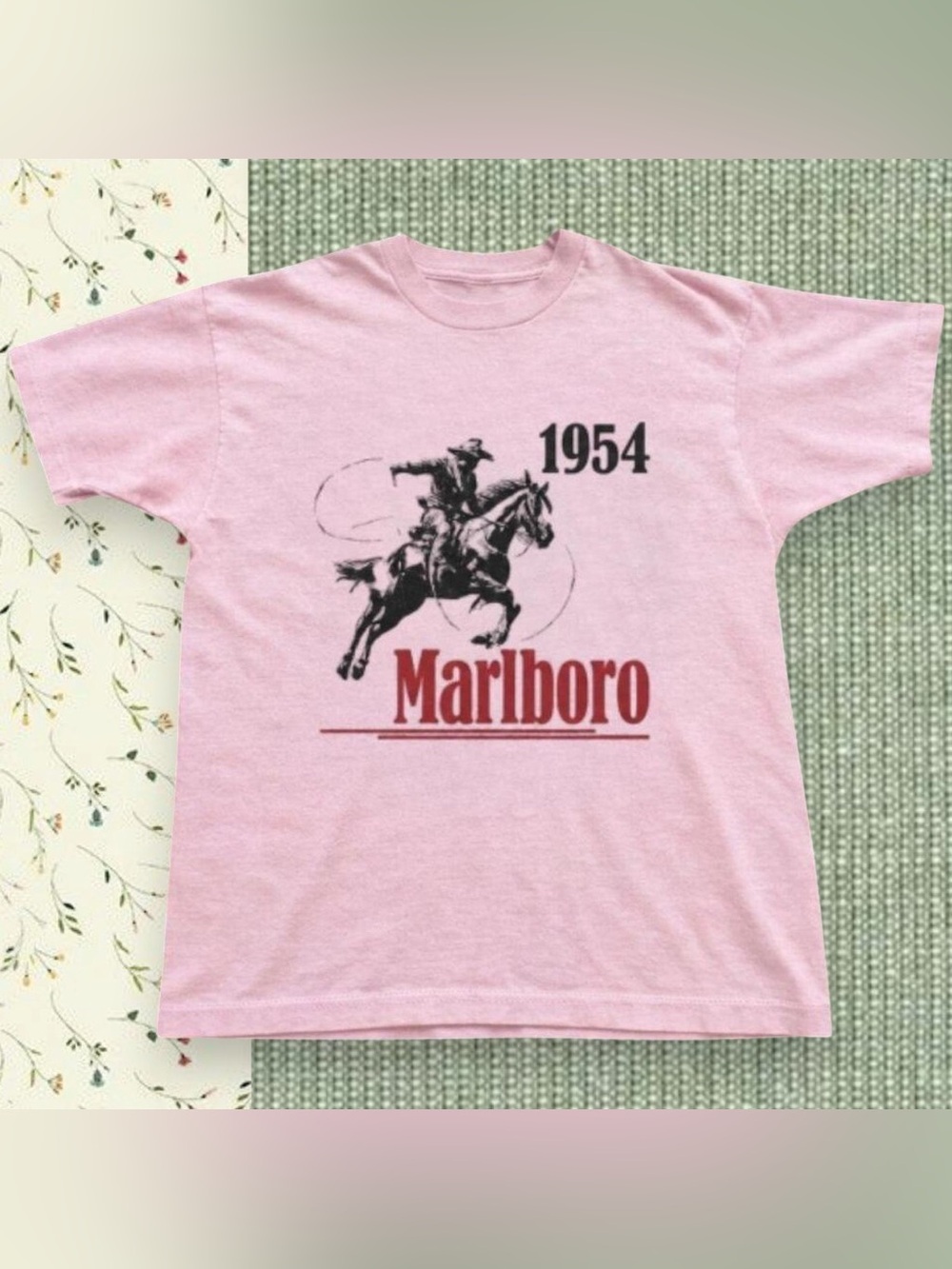 Gildan Marlboro 1954 Cowboy Graphic T-Shirt Light Pink For Unisex